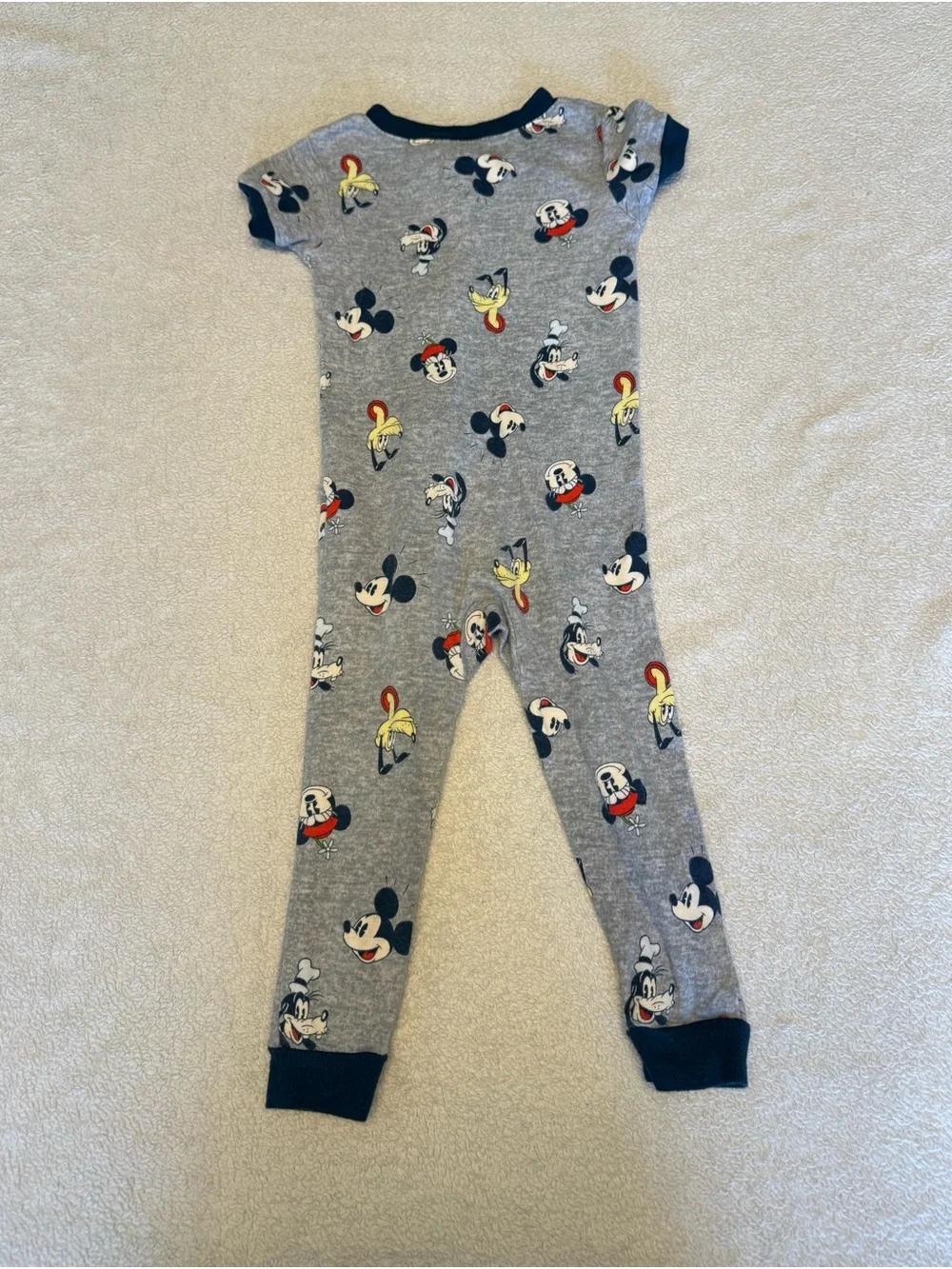 Disney Gray Mickey & Friends Zip Front One-Piece Footie